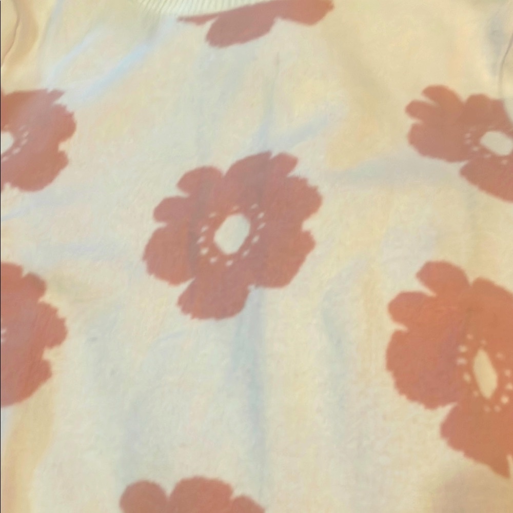 Forever 21 L petite top Floral Patterned Sweater - Cream and Pink